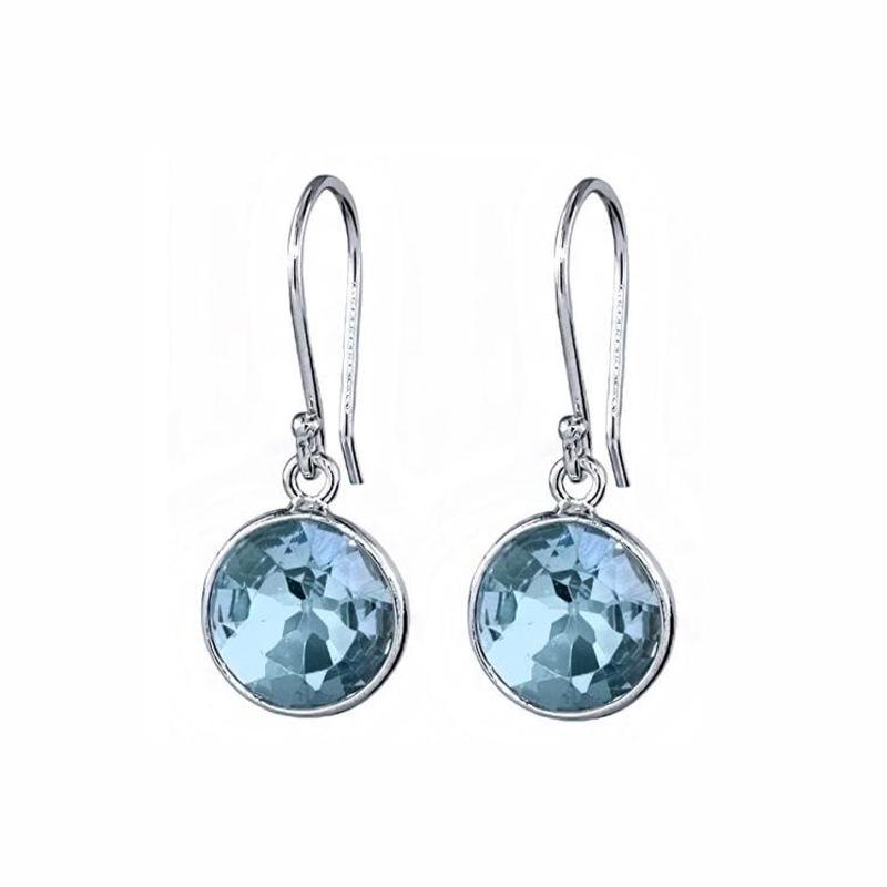 Sky Blue Topaz Round Cut Drop Earrings